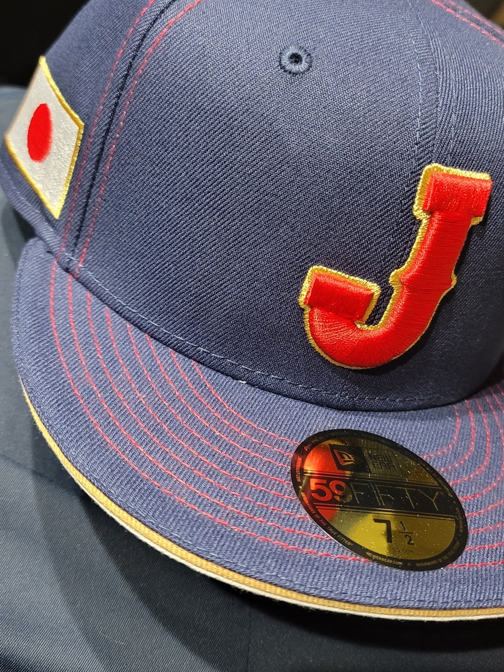 Fanatics Navy Blue Red J Embroidered Baseball Cap